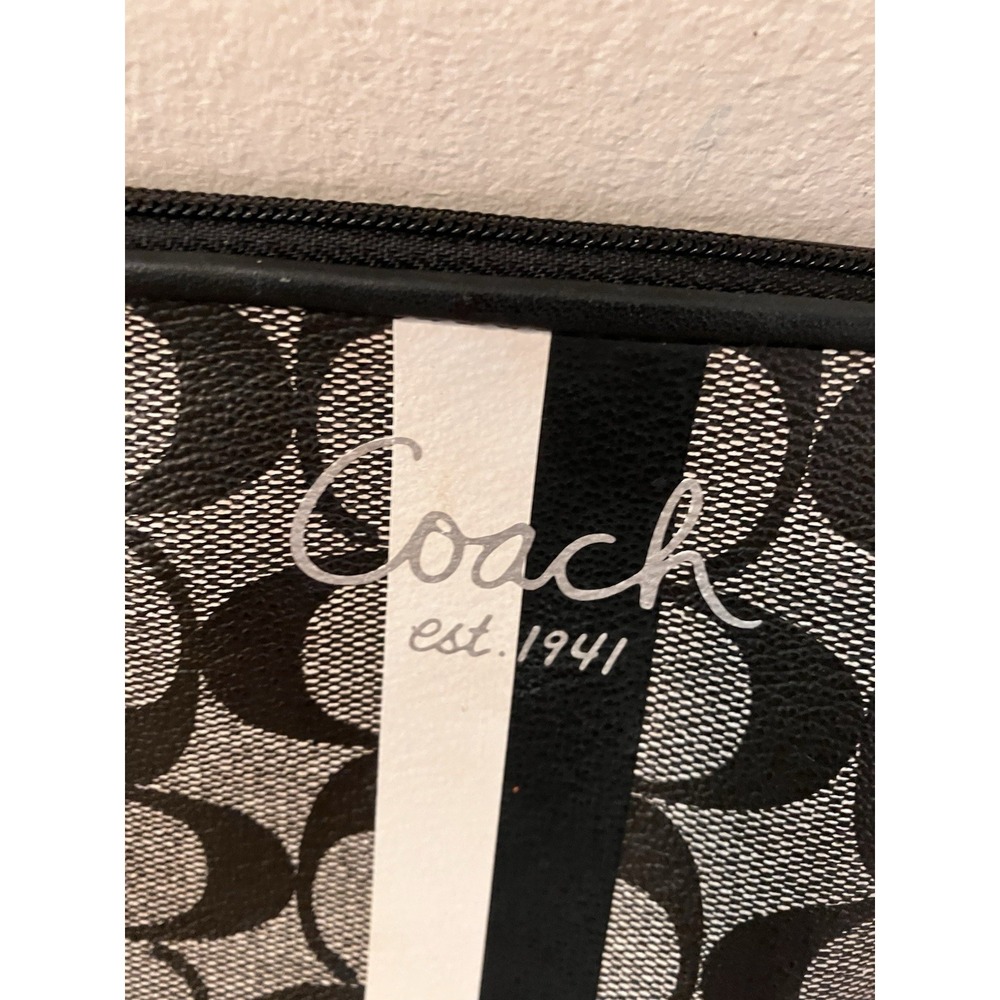 Coach Legacy Signature C Makeup Cosmetic Bag Travel Case Clutch Black Gray - Picture 2 of 7